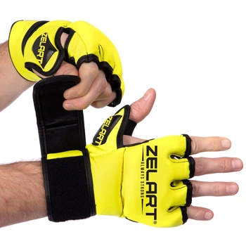 Перчатки для смешанных единоборств MMA Zelart BO-5699 размер S лимонный
