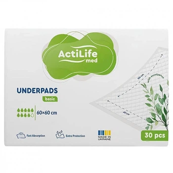 Пеленки для младенцев ActiLife Med Basic 60 х 60, 30 шт (4820174981471)
