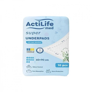 Пеленки для младенцев ActiLife Med Super 60 х 90, 10 шт (4820174981433) (253946)