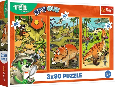 Puzzle Trefl Trefliki w świecie dinozaurów 3x80 elementów 34888 (5900511348880)