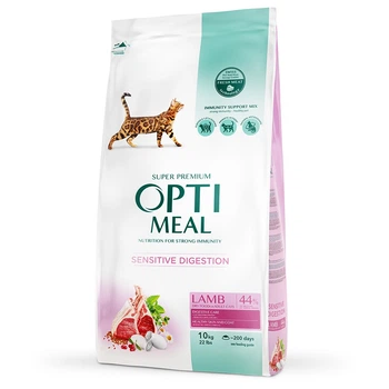 Сухой корм для котов с чувствительным пищеварением OptiMeal Sensitive с ягненком 10 кг B1831101