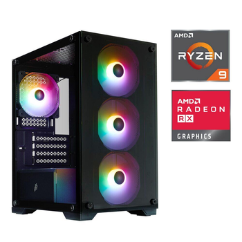 Игровой ПК 1stPlayer X2-M-BK-4F7 Black Tower / AMD Ryzen 9 7900X (12 (24) ядер по 4.7 - 5.6 GHz) / 32 GB DDR5 / 1000 GB SSD M.2 / AMD Radeon RX 9060 XT, 16 GB GDDR6, 128-bit б/у