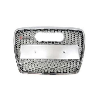 Передня решітка RS-style без лого (Сірий з хромом) для Ауди A6 C6 2004-2011 рр