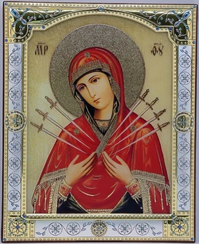 Ікона ArtGlass Семистрільна Богородиця срібна (11,6x14,3 см.) (SA7021/3O)