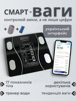 Весы умные смарт электронные напольные smart биометрические точные для взвешивания людей человека тела беременных айфона с приложением блютузом биомпедансным анализом диагностикой анализатором массы Hechpro АНBTBL180