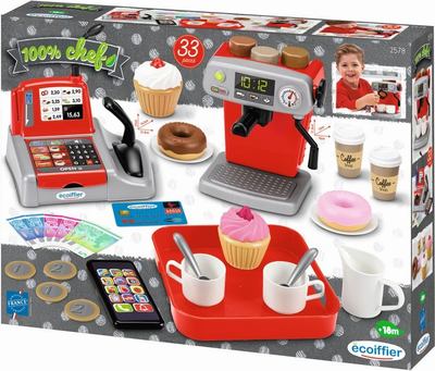 Zestaw do zabawy Ecoiffier 100% Chef Coffee Shop 33 elementy (3280250025788)