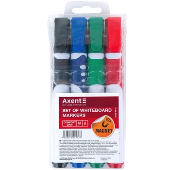 Набор маркеров Whiteboard Comfort Grip, 4кол. Axent 2552-40-A