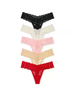 Набор трусиков Victoria's Secret 5-Pack Lace Thong Panties размер S