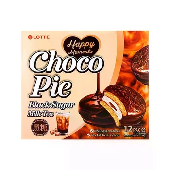 Пирожное шоколадное Lotte Choco Pie Black Sugar Milk Tea 336 г