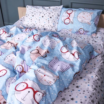 Комплект постельного белья MirSon Евро 200х220 см 17-0785 Funny cats Бязь (2200011294803)