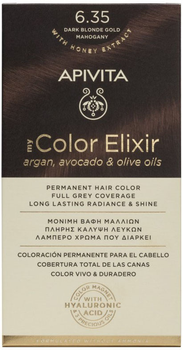 Farba do włosów Apivita My Color Elixir 6.35 Dark Blonde Gold Mahogany 50 ml + Utleniacz 75 ml + Odżywka 2x15 ml + Jednorazowe rękawiczki + Instrukcja (5201279077143)
