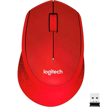 Беспроводная мышь Logitech M330 SILENT Plus Red – эргономичный дизайн и тихий клик для комфортной работы.