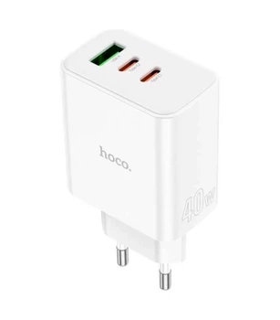 Сетевое зарядное устройство Hoco C126А (USB/USB-C/USB-C/PD40W)- белый