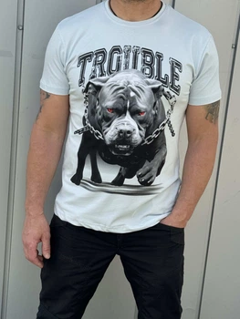 Футболка мужская Daniel Jones Trouble принт собака , XL,Голубой