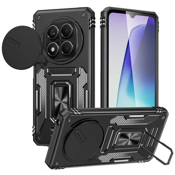 Ударопрочный чехол Square Ring c шторкой на камеру для Xiaomi Redmi Note 15 Pro 5G (Черный / Black) Epik (250295)