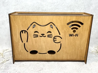 Підставка для роутера Arty Craft "Кіт Wi-Fi" 30х20х8 см Дуб
