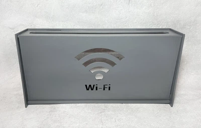 Дерев'яна коробка для роутера ArtyCraft на стіну "Wi-Fi" 40х20х8 см Сіра