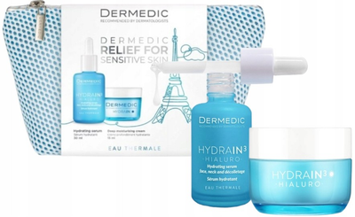 Zestaw do pielęgnacji twarzy Dermedic Hydrain 3 Hialuro Krem do twarzy nawilżający 15 ml + Serum 30 ml (5901643177812)