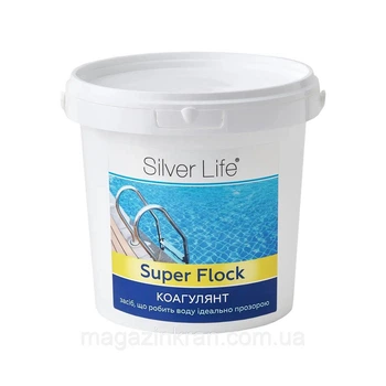 Средство против мутности воды в бассейне Silver Life Коагулянт пролонгированного действия Super Flock, 1 кг