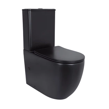 Напольный унитаз Qtap Robin Ultra Quiet безободочный с сиденьем Soft-close MATT BLACK QT13226083AMB