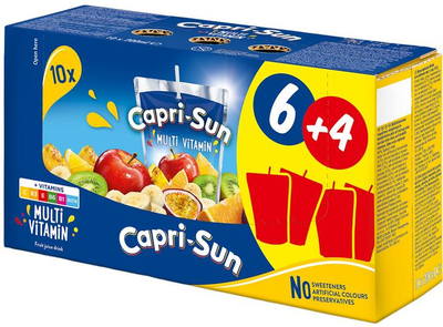 Упаковка напою з вмістом соку Capri-Sun Мультивитамін 200 мл х 6+4 шт.