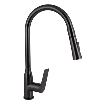 Смеситель для кухни Qtap Vlasta New с выдвижным изливом QTVLA344GMB45647 Gunmetal Black PVD
