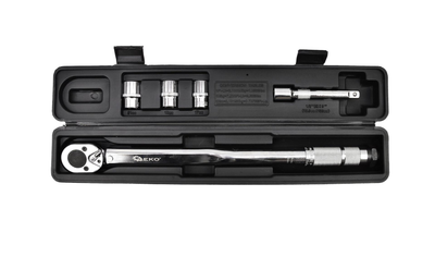 Динамометрический ключ 1/2" 28-210 Nm с удлинителем и 3 головками Geko (G10064)