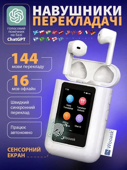 Навушники-перекладачі Wooask A8 ChatGPT електронний перекладач із сенсорним екраном