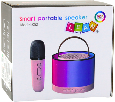 Zestaw do karaoke Lean Toys K52 z głośnikiem i mikrofonem RGB Bluetooth Różowy 24546 (5905991056737)