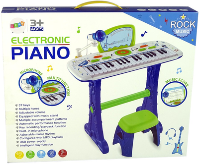 Pianino elektryczne Lean Toys Keyboard z nutamy Niebieskie 10974 (5905214975043)