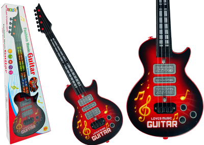 Gitara elektryczna Lean Toys Gwiazda ze strunami i diodami kolorowa Czerwona 12197 (5904665999387)