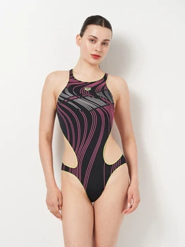 Купальник слитный женский Arena One Stream Swimsuit 008953-560 34 Черный/Розовый (3468337505532)