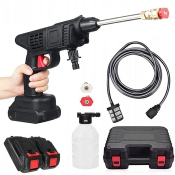 Аккумуляторная мойка высокого давления Cleaning Gun 48V универсальная автомойка портативная с кейсом 1000W Черная