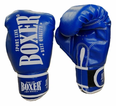 Рукавиці боксерські з шкірвінілу Boxer 8 унцій сині