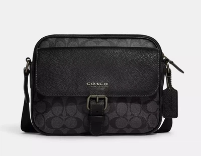 Чоловіча сумка Coach Hudson Crossbody Bag In Signature Canvas чорна