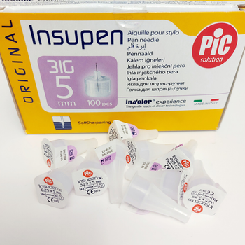Голки 5 мм для шприц-ручок інсулінових - Insupen 31G, 1 шт