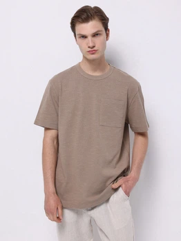 Футболка хлопковая длинная мужская Colin's CL1074161TPE S Taupe (8684112749068)