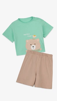 Костюм футболка+шорты для девочки Mini Papi 16129 80 см Мятный shop (2000999211331)