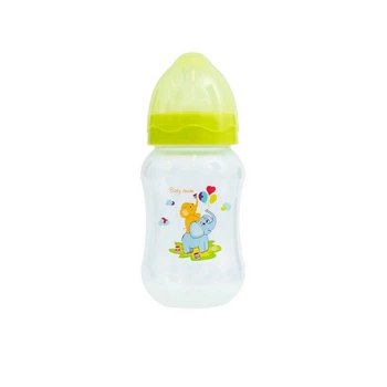 Пляшечка для годування BABY TEAM 1002 зелений з широким горлом та силіконовою соскою 250 мл