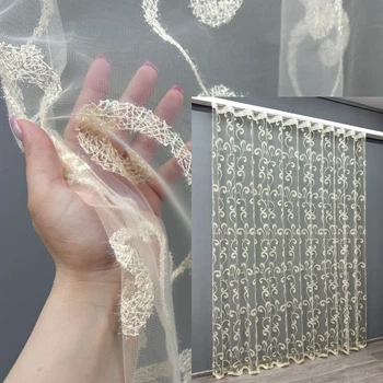 Тюль VR-Textil 1684т Фатин з вишивкою Молочний 300х270 см (42-0727)