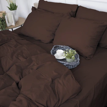 Простынь MirSon King Size 240x260 см 0211 Cacao Сатин Premium (2200001729773)