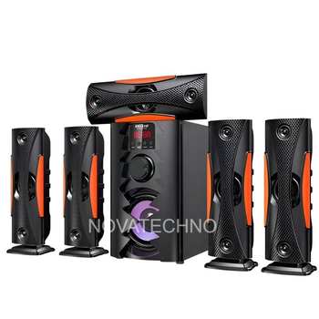 Домашній кінотеатр 5 в 1 ERA EAR Coral Star з Bluetooth, Потужність 140 Ватт з сабвуфером, FM-радіо, USB, AUX, LED-підсвічуванням, пультом дистанційного керування, 3D Real звук, Червоний (CS25/9729)