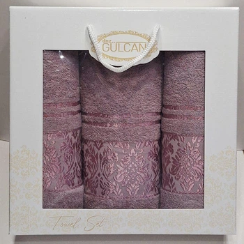 Подарочный набор полотенец Gulcan Flowers 3 шт Сангрия