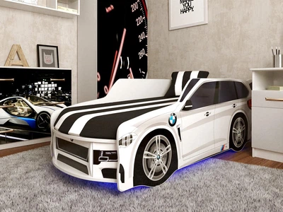 Ліжко-машинка з матрацом та підйомним механізмом 80х180 Premium P002 BMW WHITE