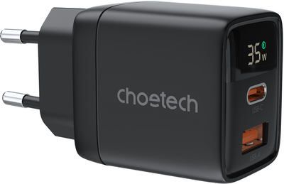 Ładowarka sieciowa Choetech USB-A/USB-C PD 35W Black (6932112106179)