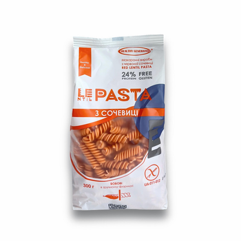 Макаронні вироби без глютену LEntil PASTA з червоної сочевиці "Fusilli" спіраль 300 г