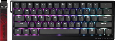 Ігрова клавіатура MADLIONS MAD 60HE RGB 60% Rapid Trigger дротова з магнітними перемикачами - Black-