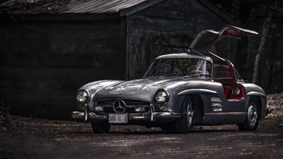 Дерев'яний фігурний пазл Mercedes-Benz 300sl, А5, Дерев'яна коробка 35 елементів