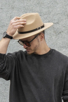 Чоловічий Капелюх Fedora З Ремінцем Beige (8049698)