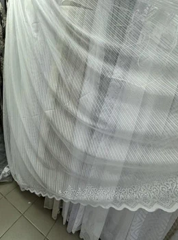 Тюль жакард з вишитим принтом, білий